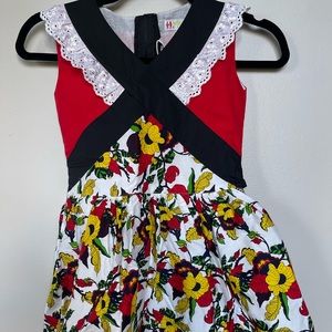 Mikko Kids girls black yellow red dress nwt 7